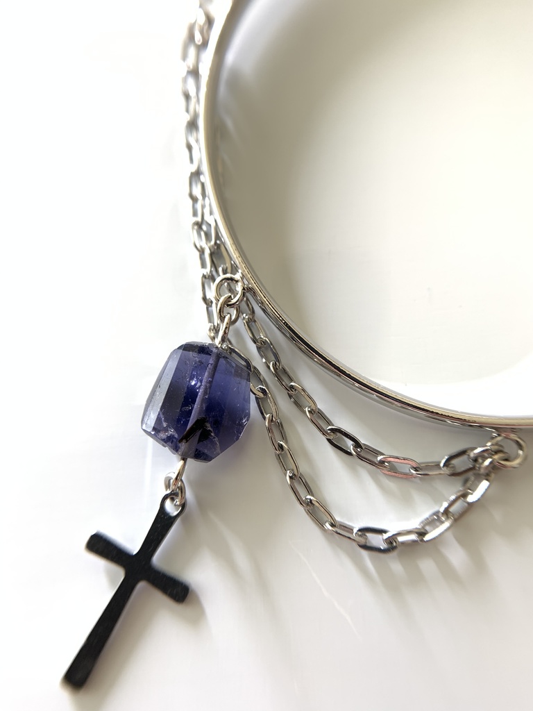 【再販】アイオライトとクロスのバングル