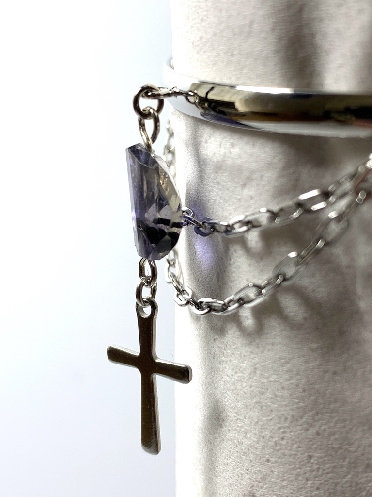 【再販】アイオライトとクロスのバングル