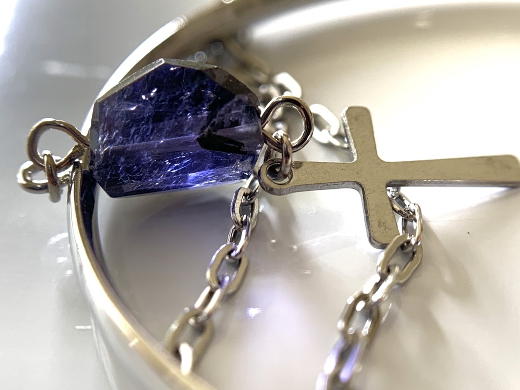 【再販】アイオライトとクロスのバングル