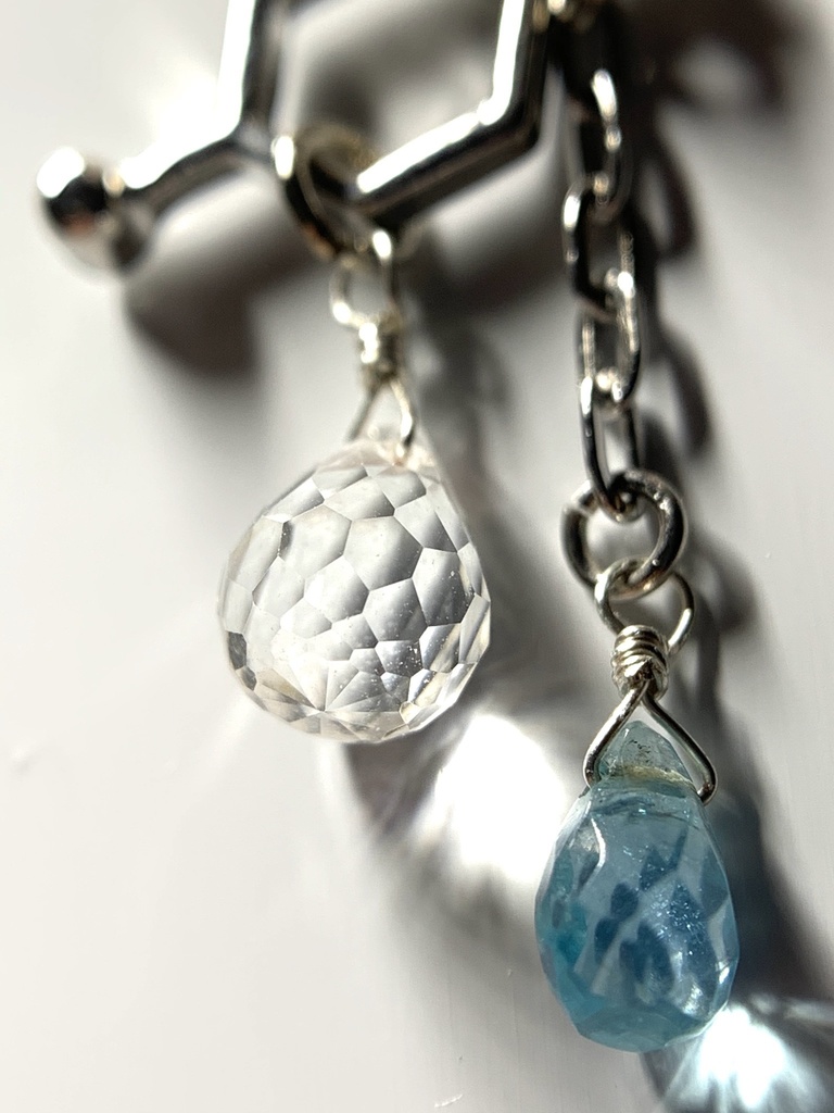 【再販】【1個売り】セロトニンと水晶とアパタイトのピアス