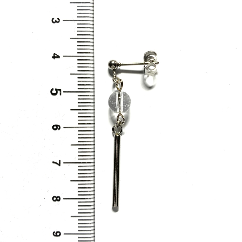 【再販】【1個売り】水晶とスティックのピアス