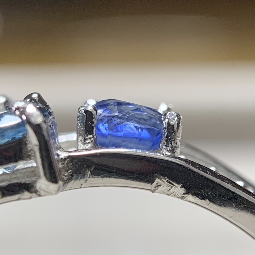 【再販】寒色系天然石の3連風リング