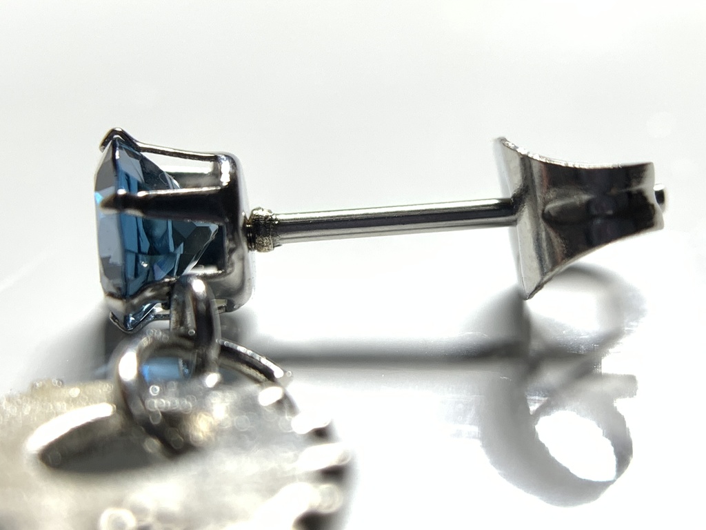 【1個売り】ロンドンブルートパーズと歯車のピアス