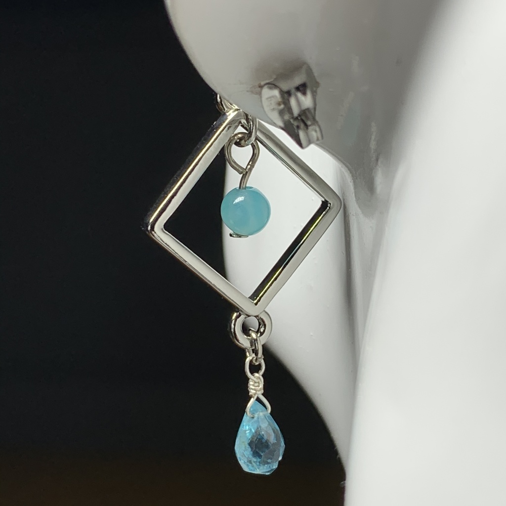 【1個売り】アマゾナイトとブルーアパタイトの夏色ピアス