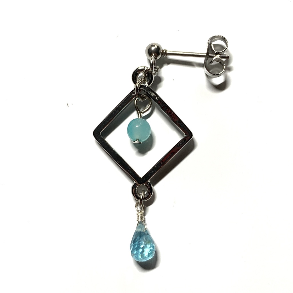 【1個売り】アマゾナイトとブルーアパタイトの夏色ピアス