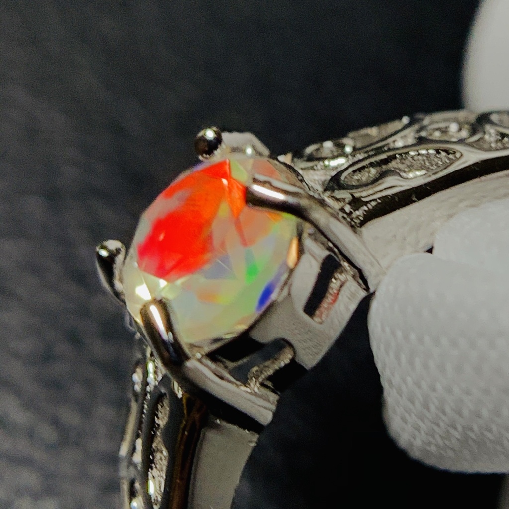 オパールのアラベスク調リングD