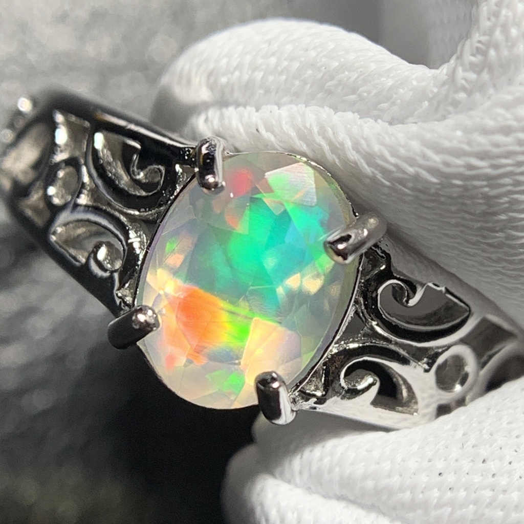 オパールのアラベスク調リングD