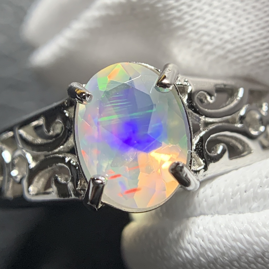 オパールのアラベスク調リングD