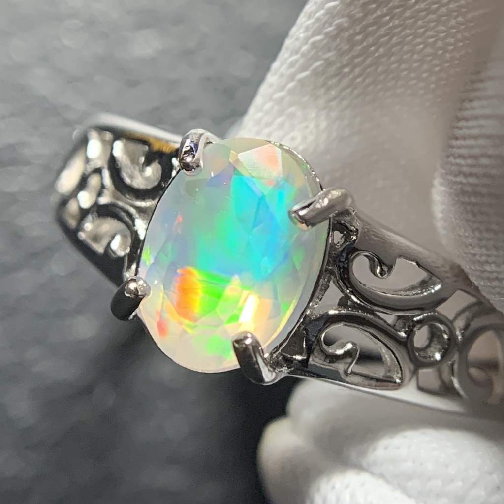 オパールのアラベスク調リングD