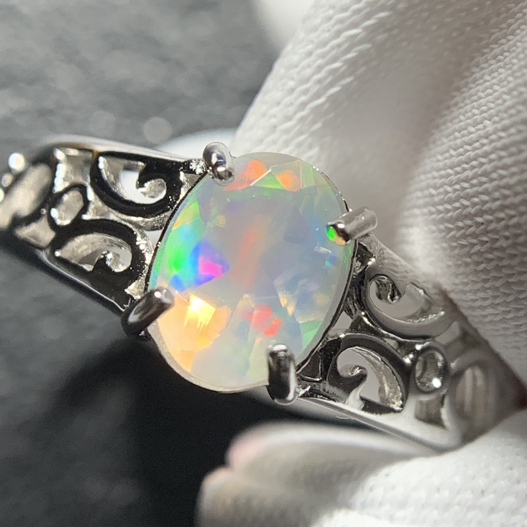 オパールのアラベスク調リングD