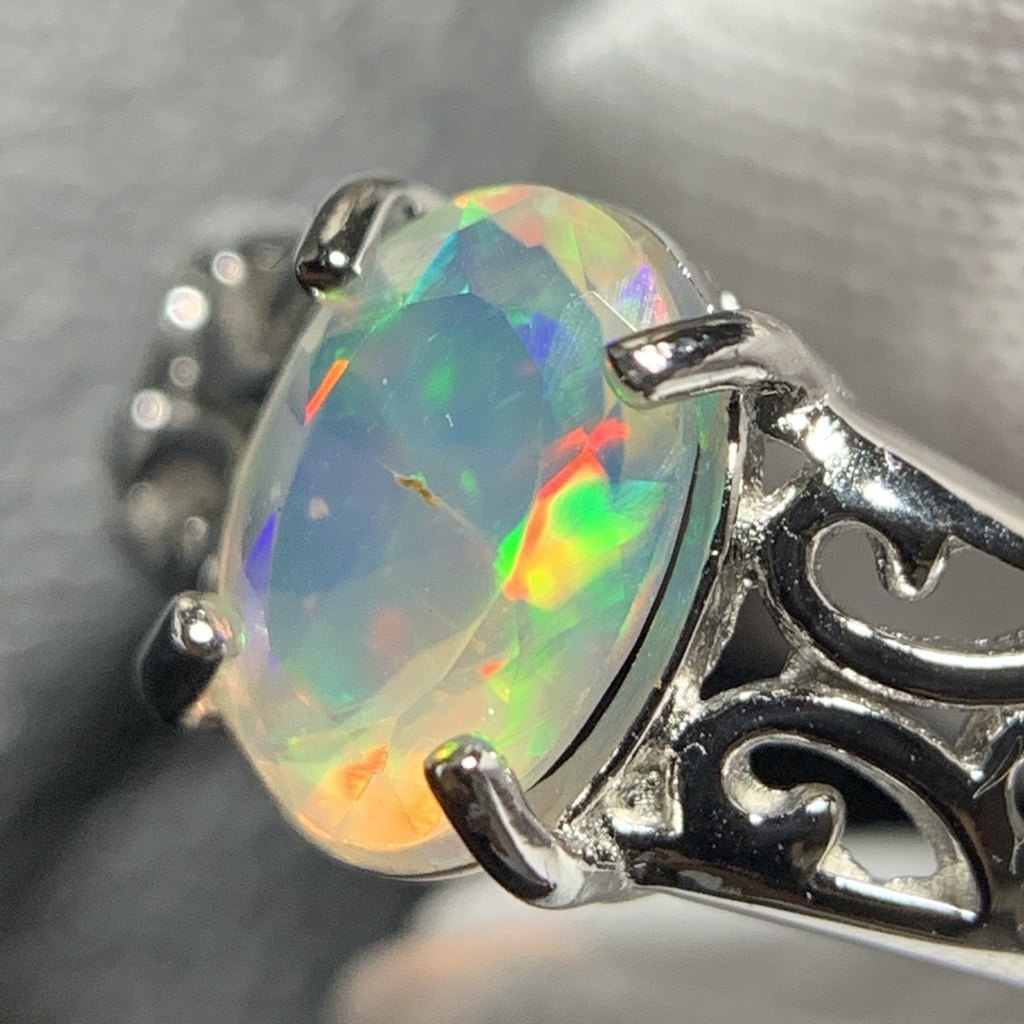 オパールのアラベスク調リングE
