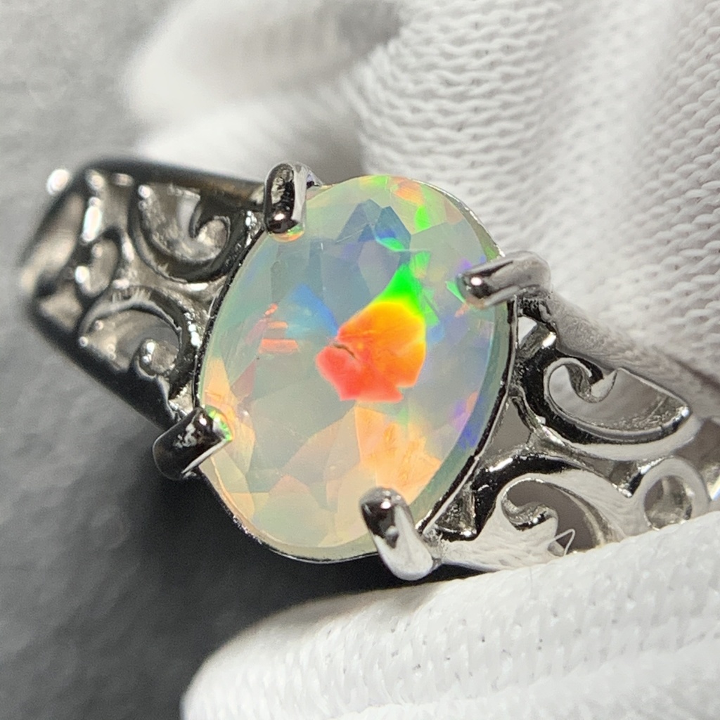 オパールのアラベスク調リングE