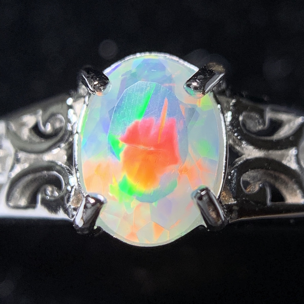 オパールのアラベスク調リングE