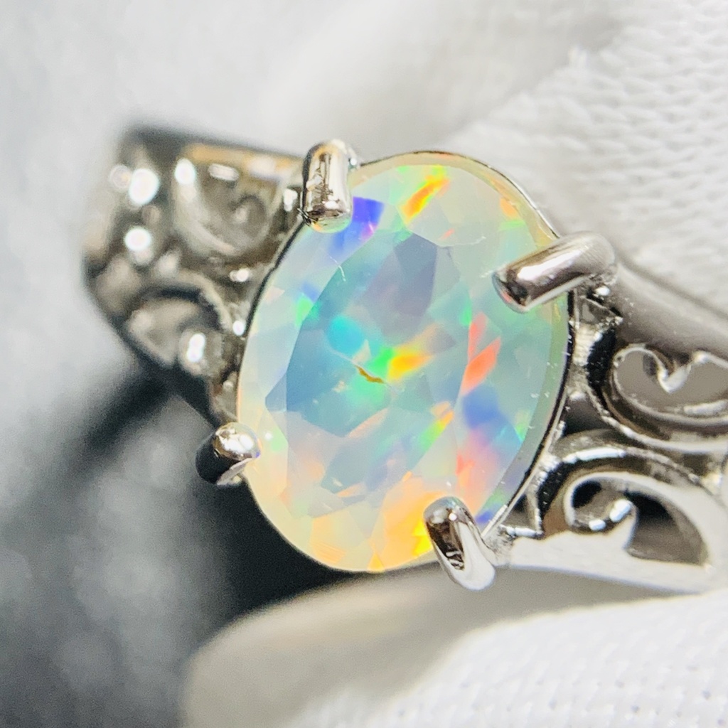 オパールのアラベスク調リングE