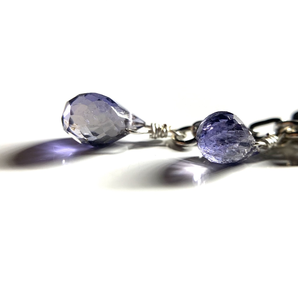 【1個売り】アイオライトとダブルハートのピアス