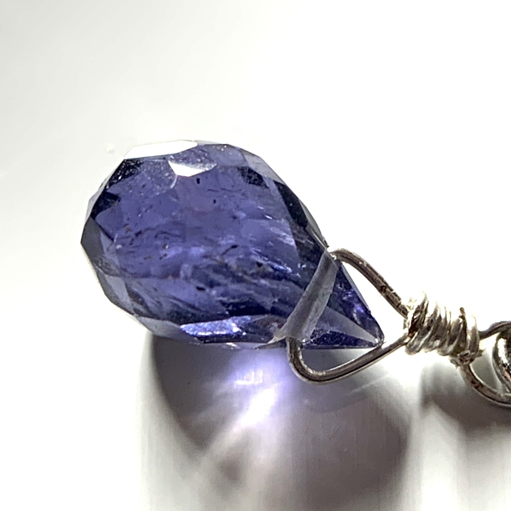 【1個売り】アイオライトとダブルハートのピアス