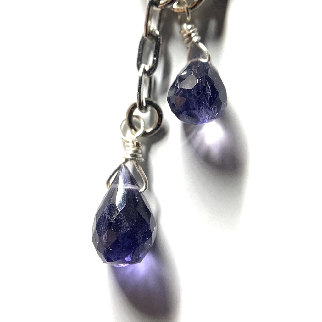 【1個売り】アイオライトとダブルハートのピアス