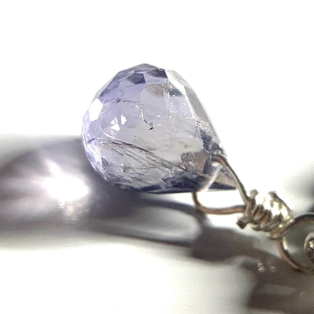 【1個売り】アイオライトとダブルハートのピアス