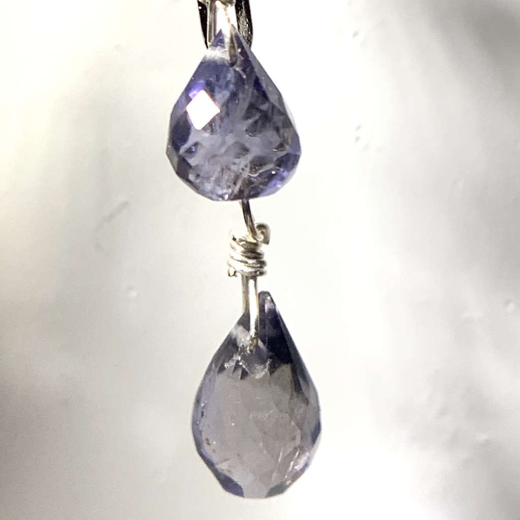 【1個売り】アイオライトとダブルハートのピアス