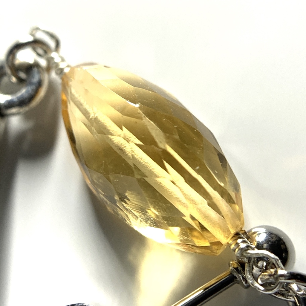 【1個売り】シトリンとボヘミアン風パーツのピアス