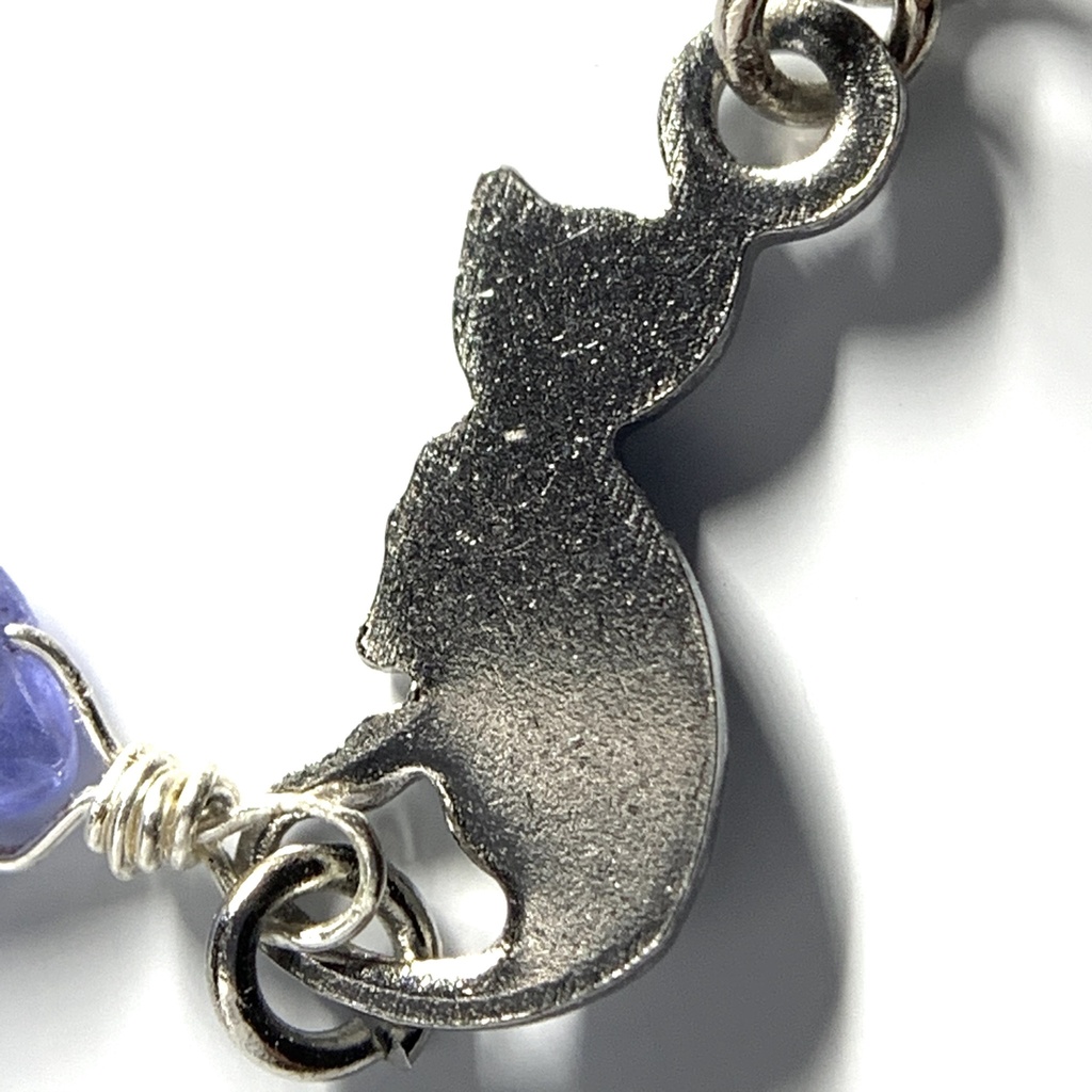 【1個売り】タンザナイトとネコのピアス