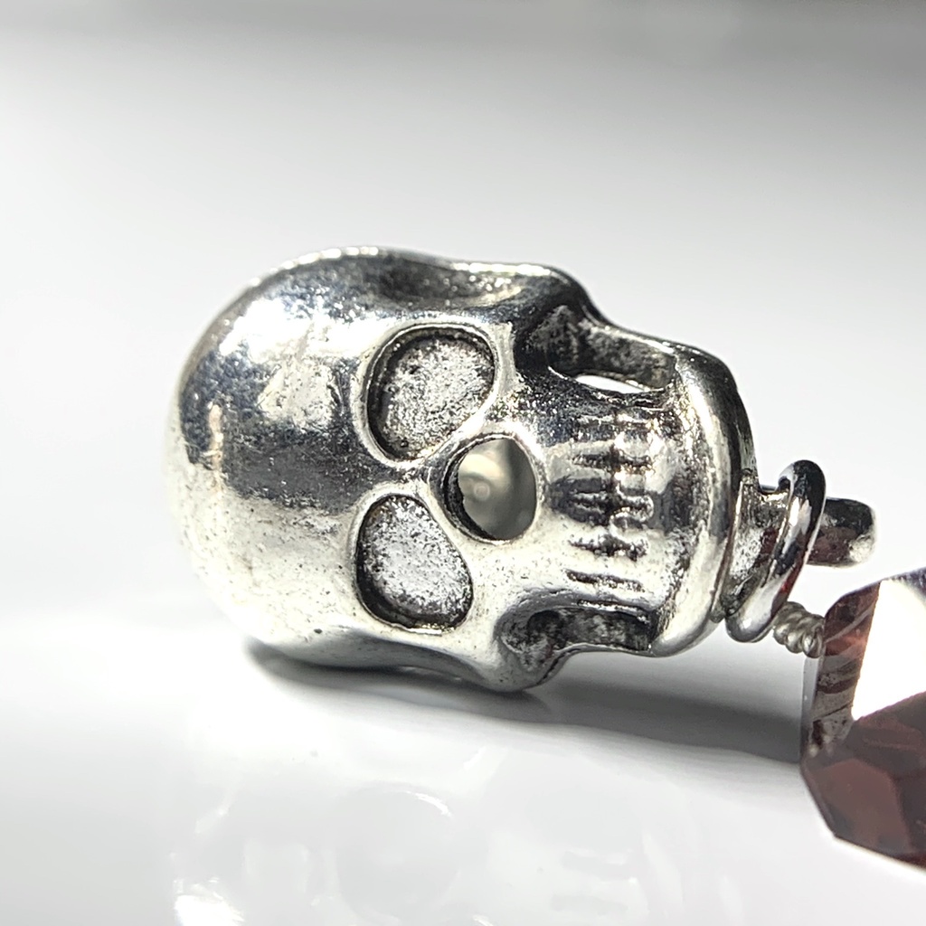 【1個売り】ガーネットとスカルとスパイクのピアス