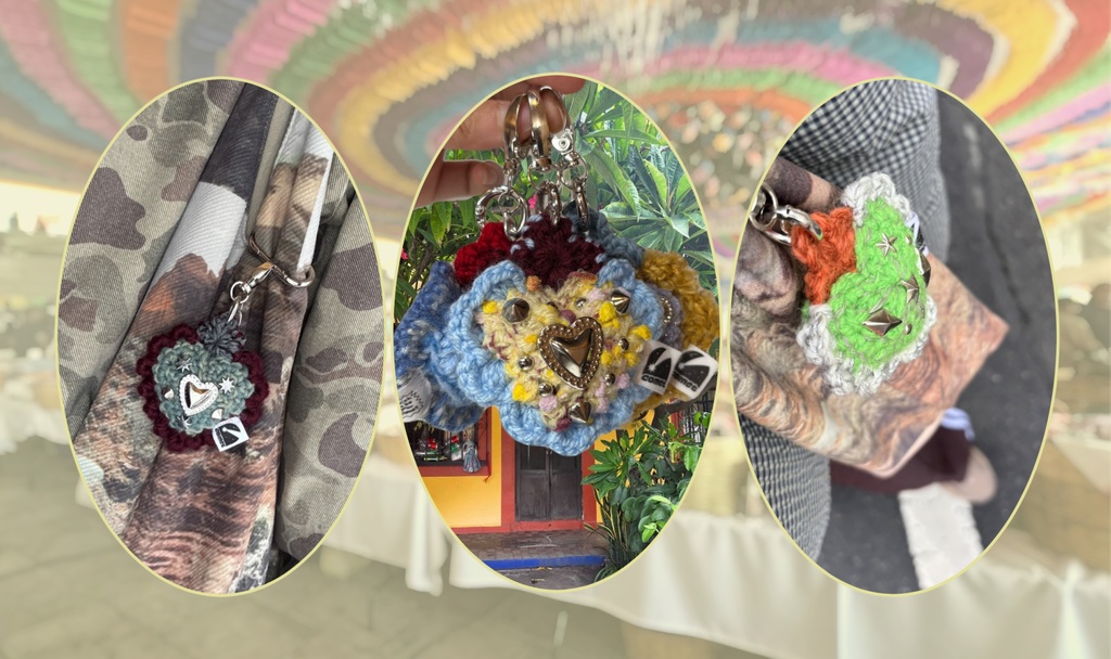 コラソンお守りキーホルダー イエロー×オフホワイト