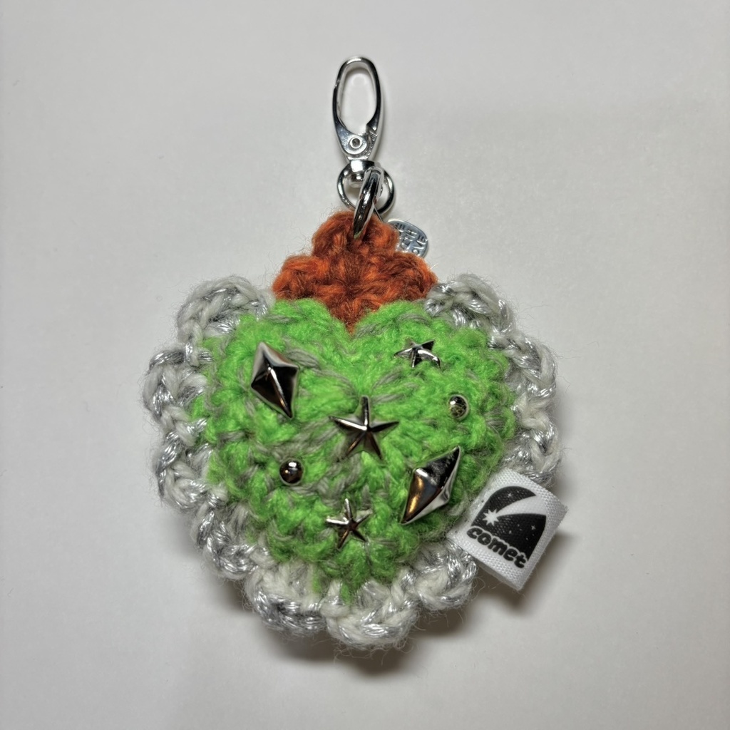 コラソンお守りキーホルダー ライムグリーン×ホワイト/シルバー