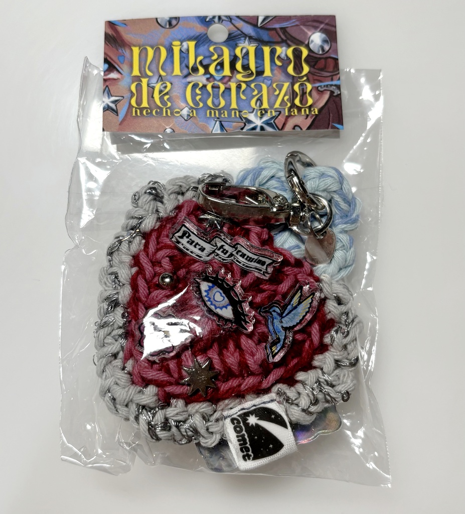 コラソンお守りキーホルダー レッド×グレー 