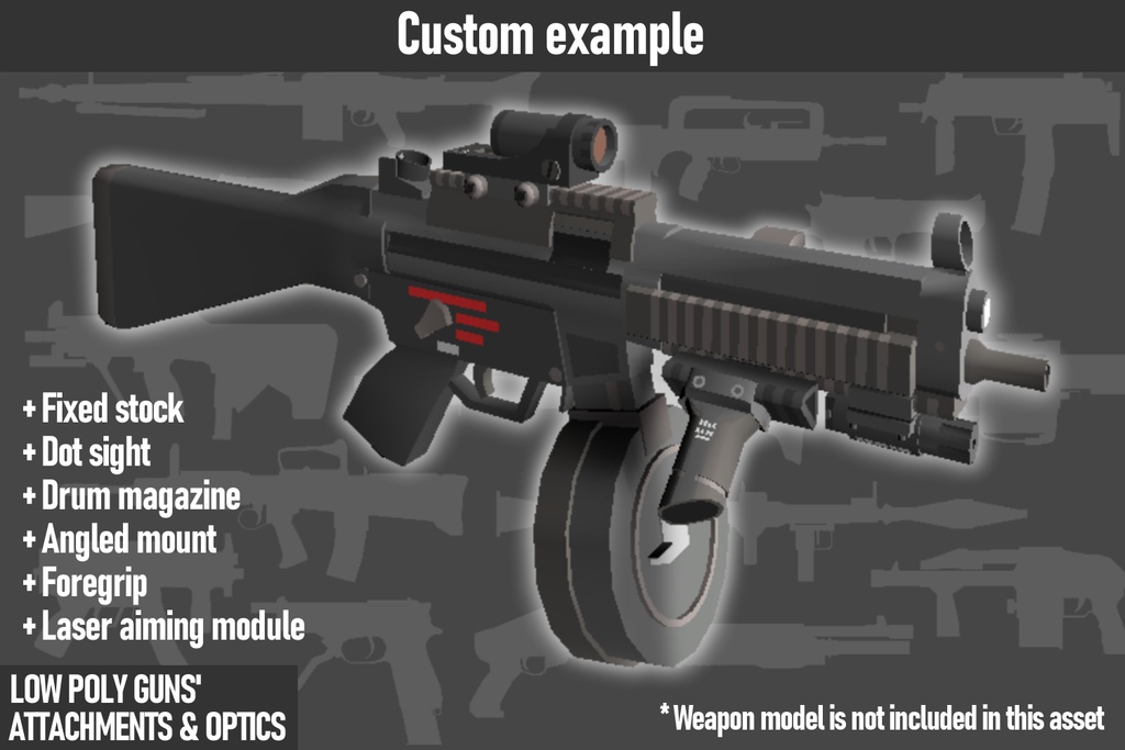 LOW POLY GUNS attachments & Optics ローポリ銃アタッチメント&光学機器セット