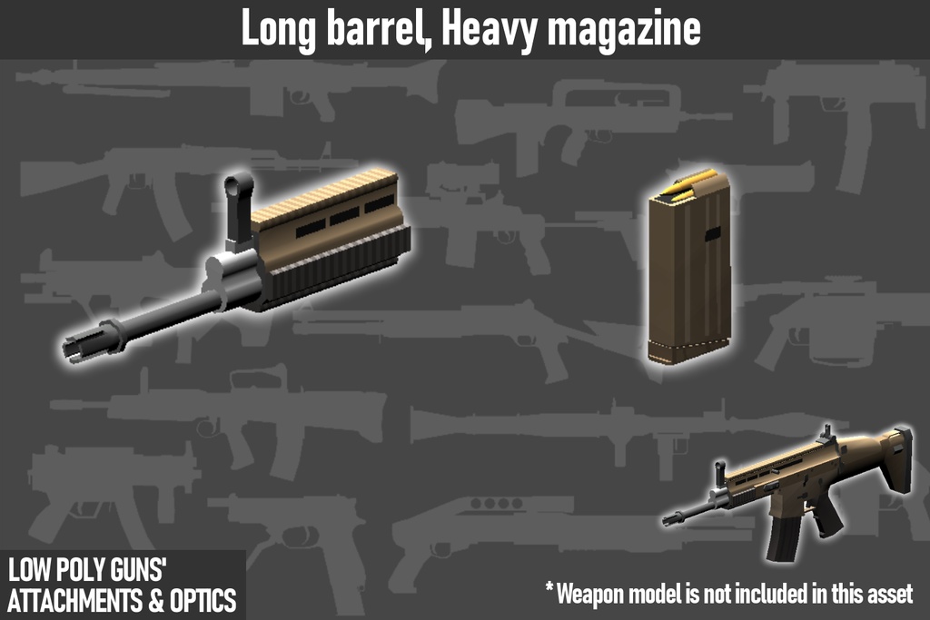LOW POLY GUNS attachments & Optics ローポリ銃アタッチメント&光学機器セット