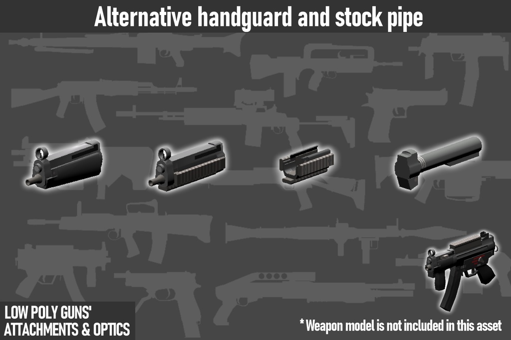 LOW POLY GUNS attachments & Optics ローポリ銃アタッチメント&光学機器セット