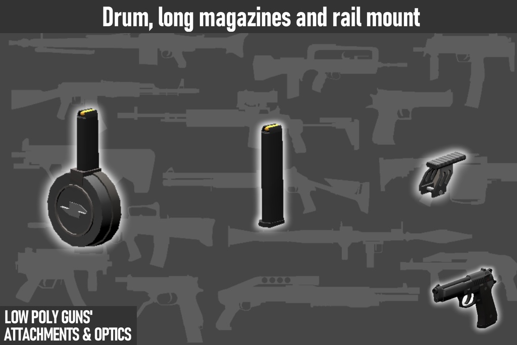 LOW POLY GUNS attachments & Optics ローポリ銃アタッチメント&光学機器セット