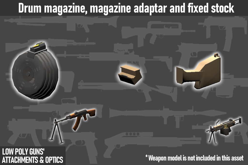 LOW POLY GUNS attachments & Optics ローポリ銃アタッチメント&光学機器セット