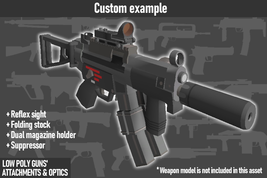 LOW POLY GUNS attachments & Optics ローポリ銃アタッチメント&光学機器セット