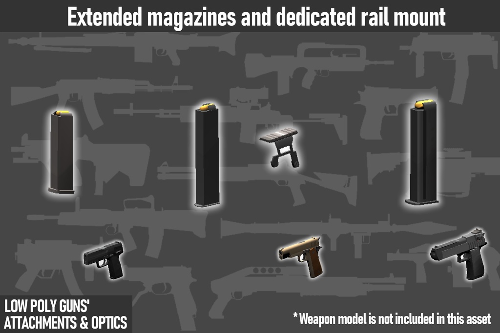 LOW POLY GUNS attachments & Optics ローポリ銃アタッチメント&光学機器セット