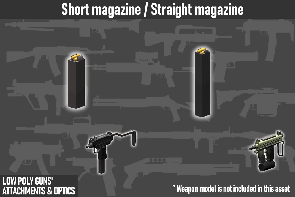 LOW POLY GUNS attachments & Optics ローポリ銃アタッチメント&光学機器セット