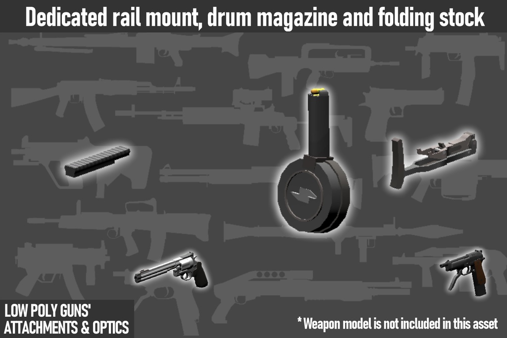 LOW POLY GUNS attachments & Optics ローポリ銃アタッチメント&光学機器セット