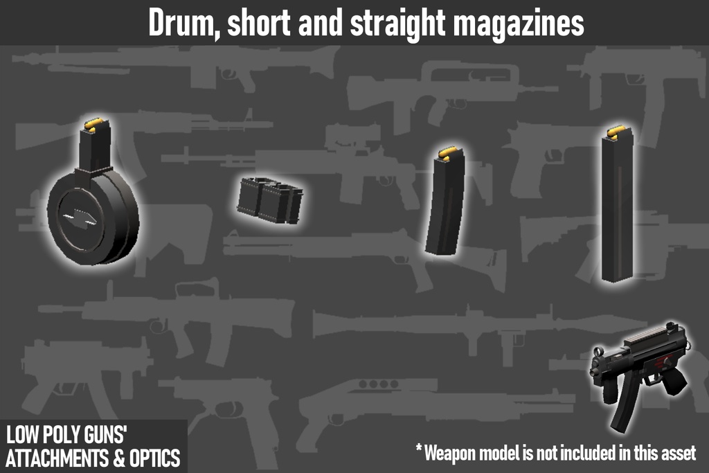 LOW POLY GUNS attachments & Optics ローポリ銃アタッチメント&光学機器セット