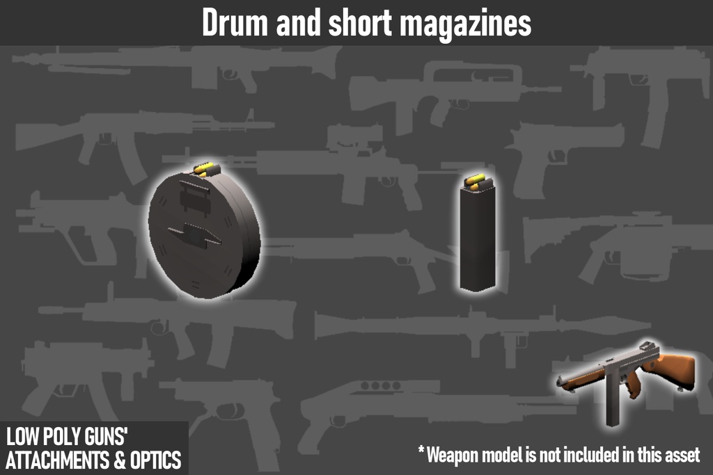 LOW POLY GUNS attachments & Optics ローポリ銃アタッチメント&光学機器セット