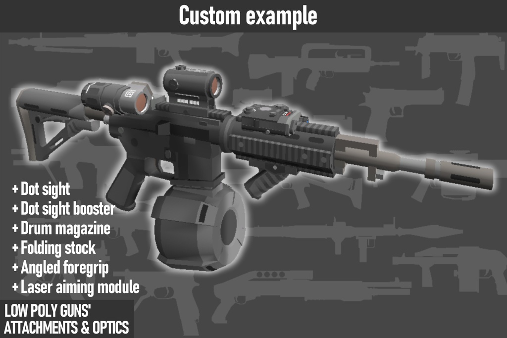 LOW POLY GUNS attachments & Optics ローポリ銃アタッチメント&光学機器セット