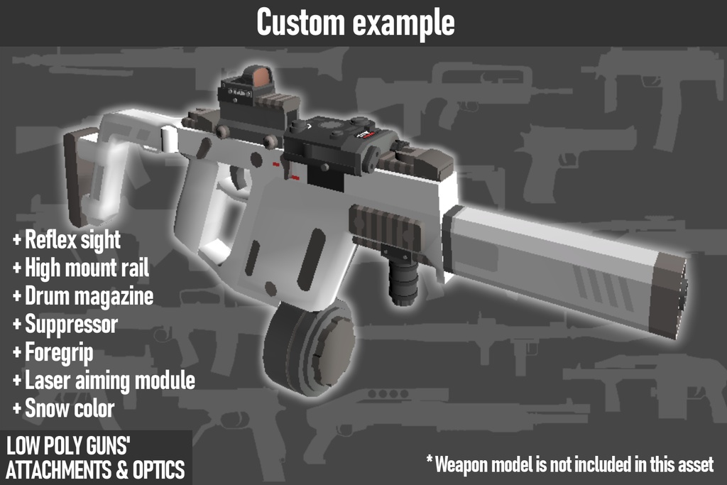 LOW POLY GUNS attachments & Optics ローポリ銃アタッチメント&光学機器セット