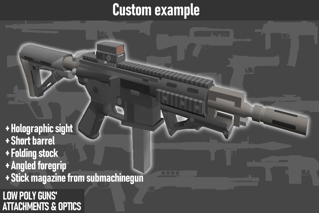 LOW POLY GUNS attachments & Optics ローポリ銃アタッチメント&光学機器セット