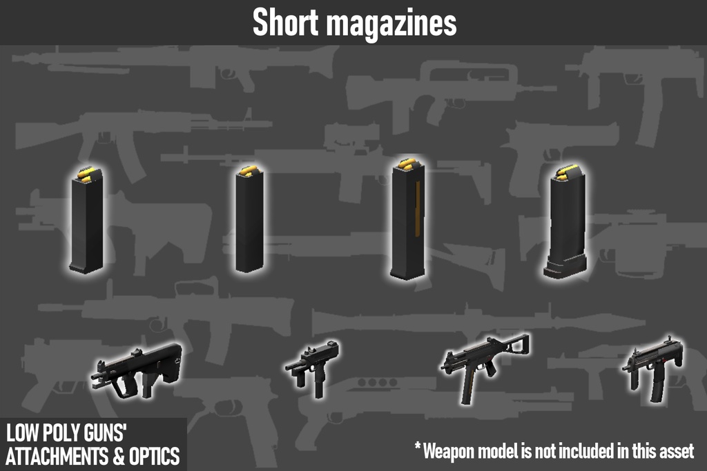 LOW POLY GUNS attachments & Optics ローポリ銃アタッチメント&光学機器セット