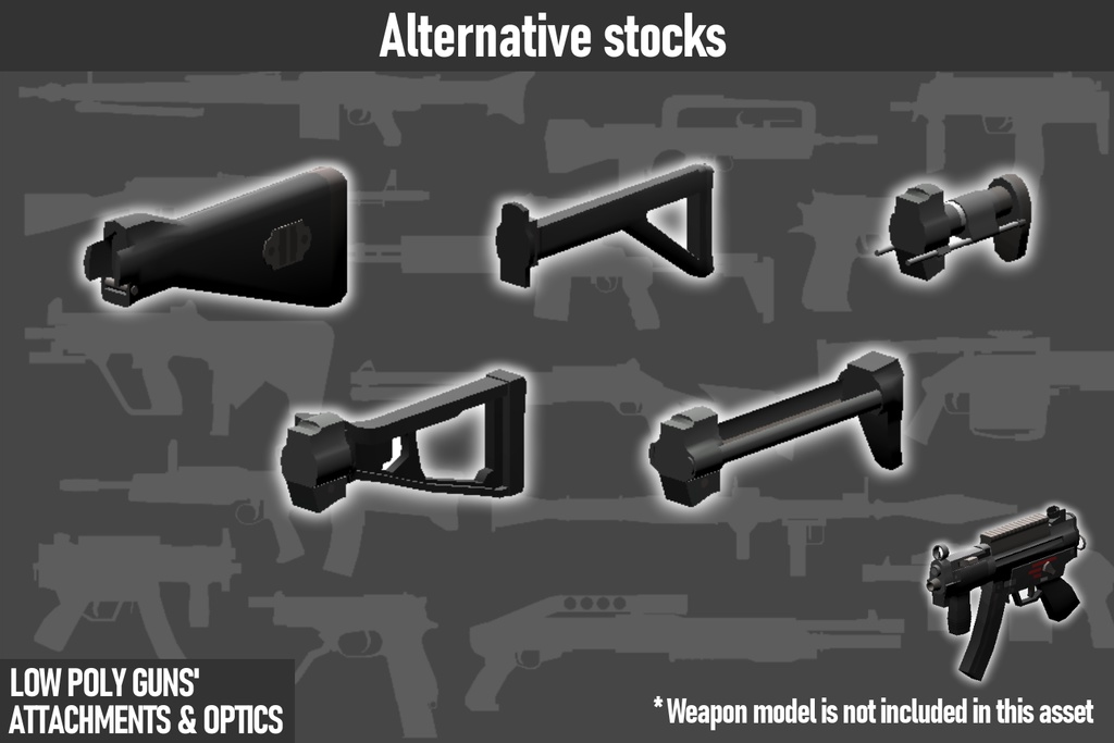 LOW POLY GUNS attachments & Optics ローポリ銃アタッチメント&光学機器セット