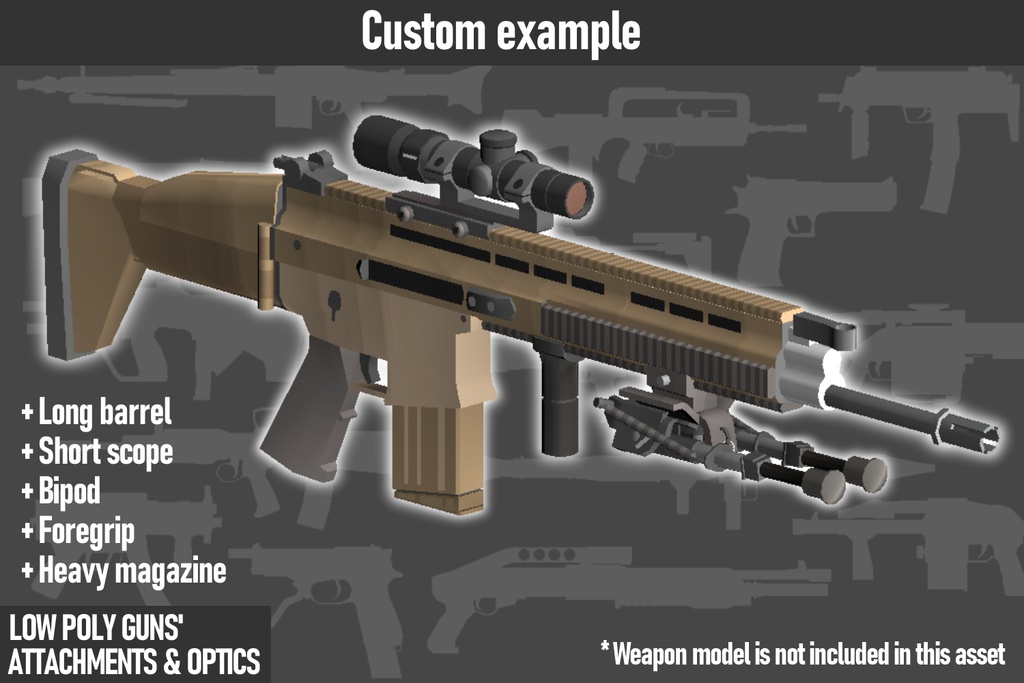LOW POLY GUNS attachments & Optics ローポリ銃アタッチメント&光学機器セット