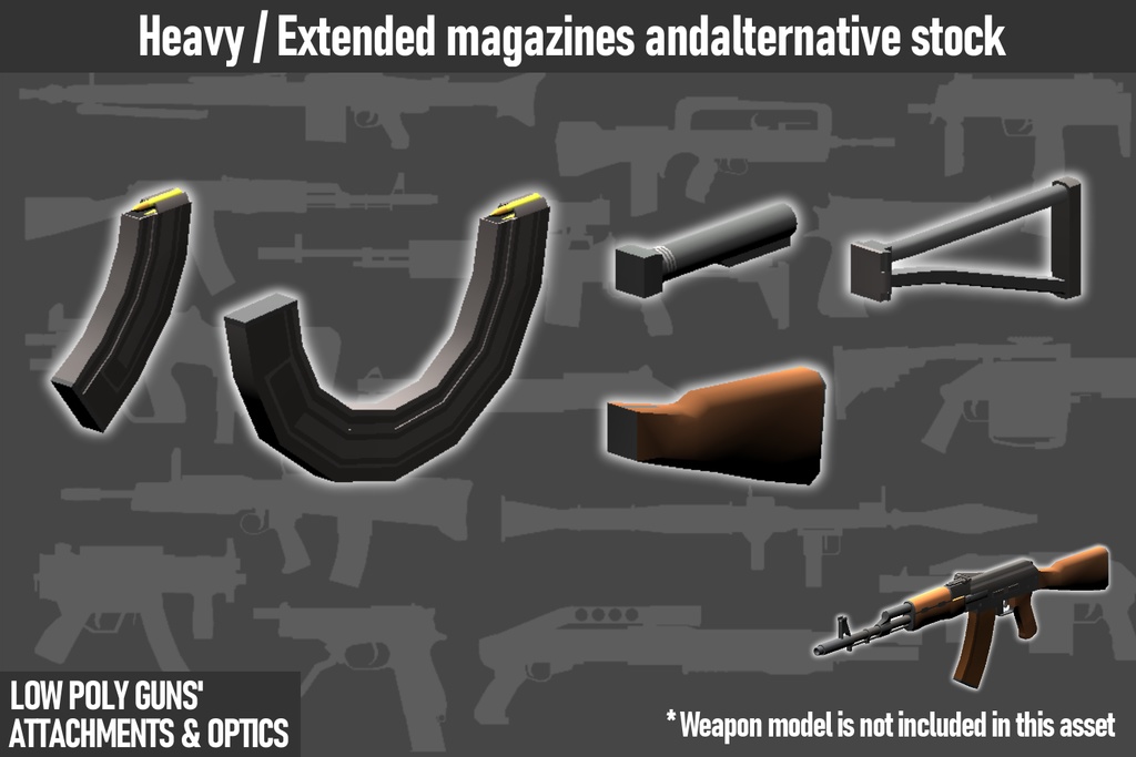 LOW POLY GUNS attachments & Optics ローポリ銃アタッチメント&光学機器セット