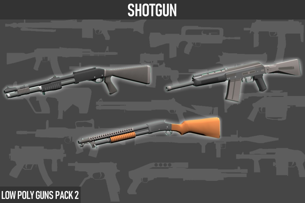 LOW POLY GUNS PACK vol.2 ローポリ銃パック第2弾