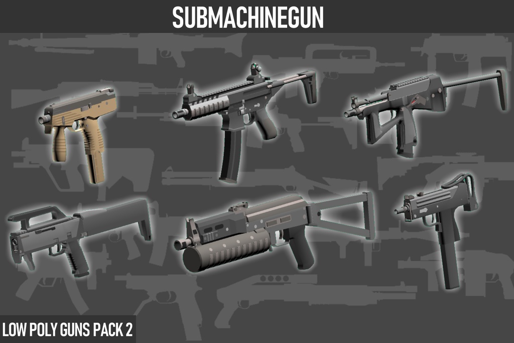 LOW POLY GUNS PACK vol.2 ローポリ銃パック第2弾
