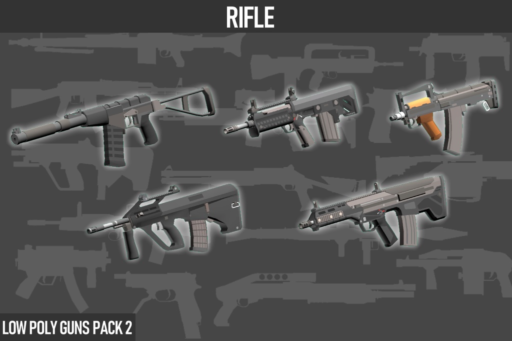 LOW POLY GUNS PACK vol.2 ローポリ銃パック第2弾